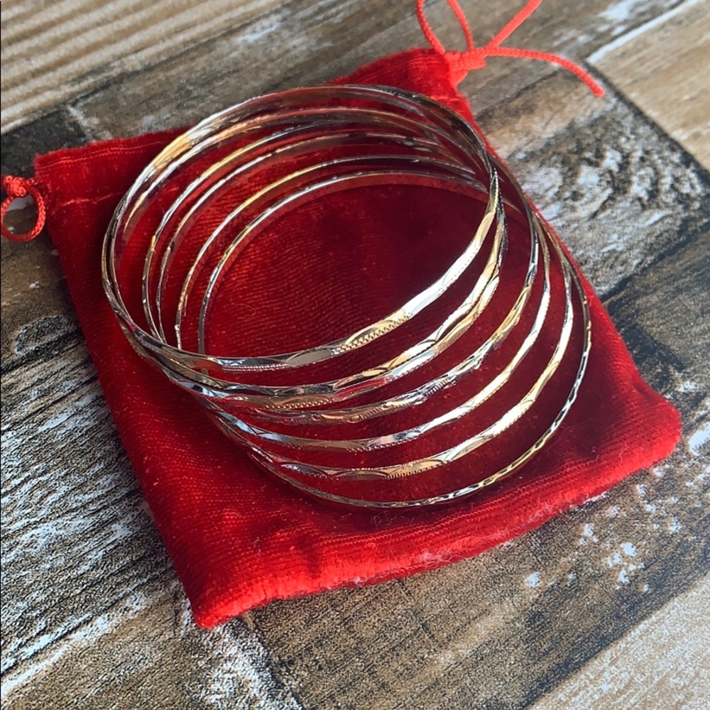 Gold And Silver Bangles - set of 6